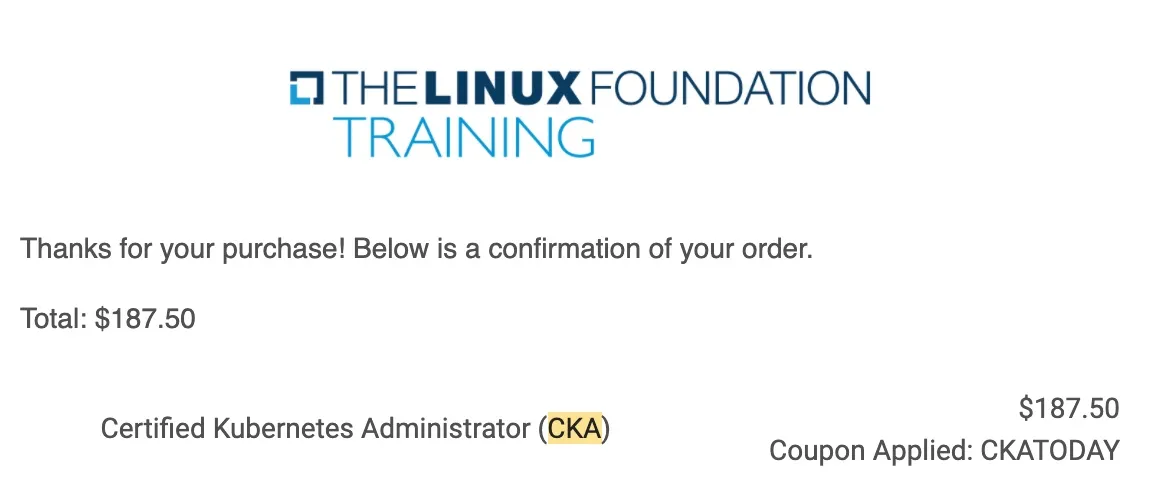 CKA Order Confirmation